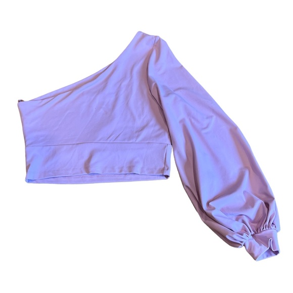 Susana Monaco One Shoulder Long Sleeve Crop Top in Petal Pink (XL) - Picture 5 of 11